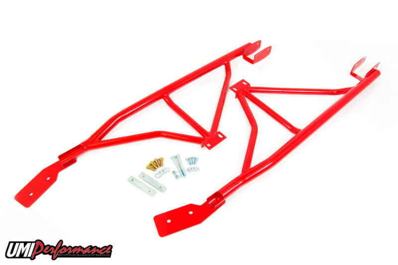 UMI Performance 2004-R 3-Point Subframe Connectors Bolt-In Red
