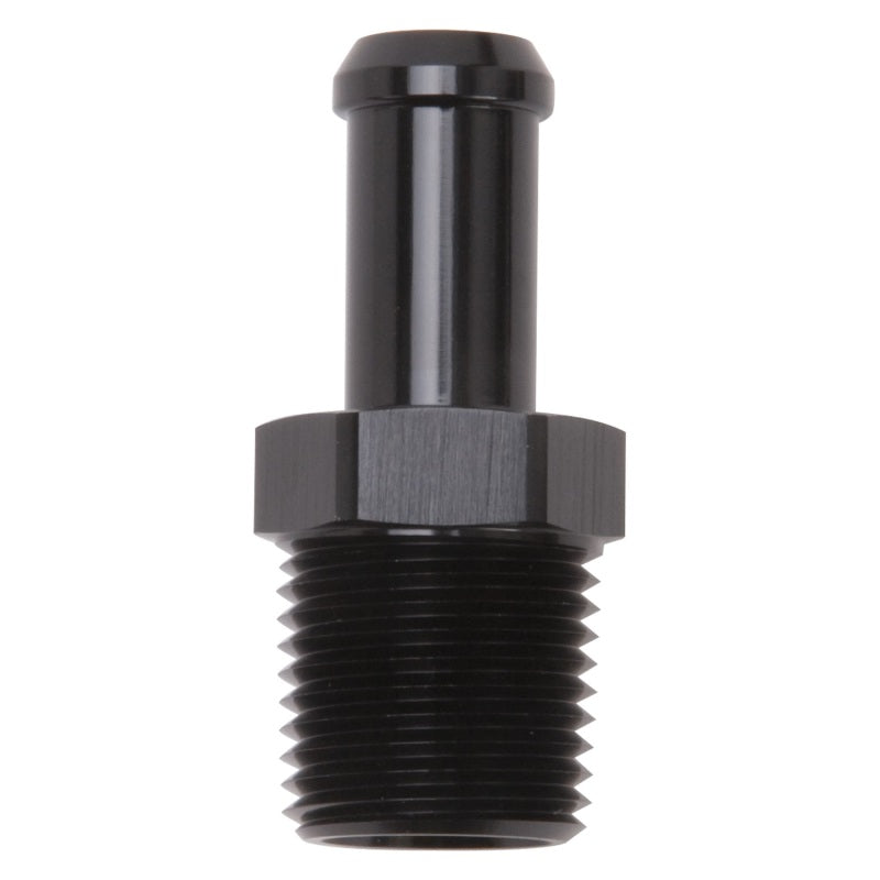 Edelbrock 8119 Hose End Straight 1/2 in NPT to 1/2 in Barb Black Anodized