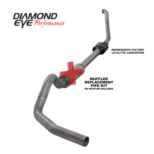 Diamond Eye K4306S-RP 4in Turbo-Back Exhaust Muffler Replacement Pipe - 1994-1997 Ford F-250/F-350 | Stainless Steel