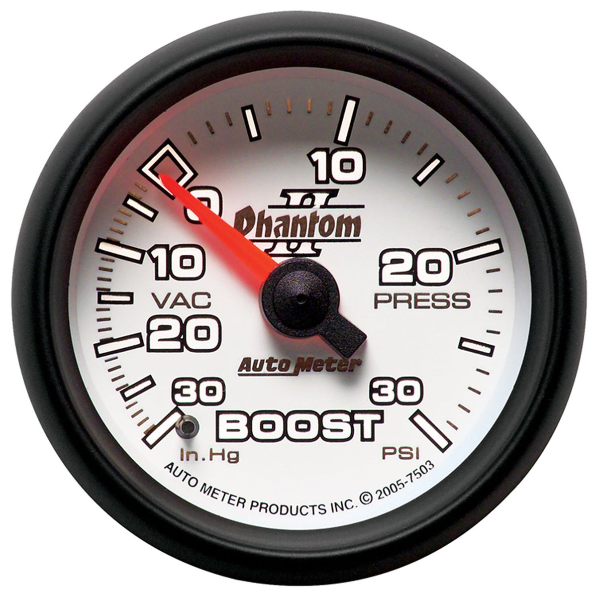 AutoMeter 7503 Phantom II 52mm Mechanical Vacuum/Boost Gauge 30in Hg / 30 PSI