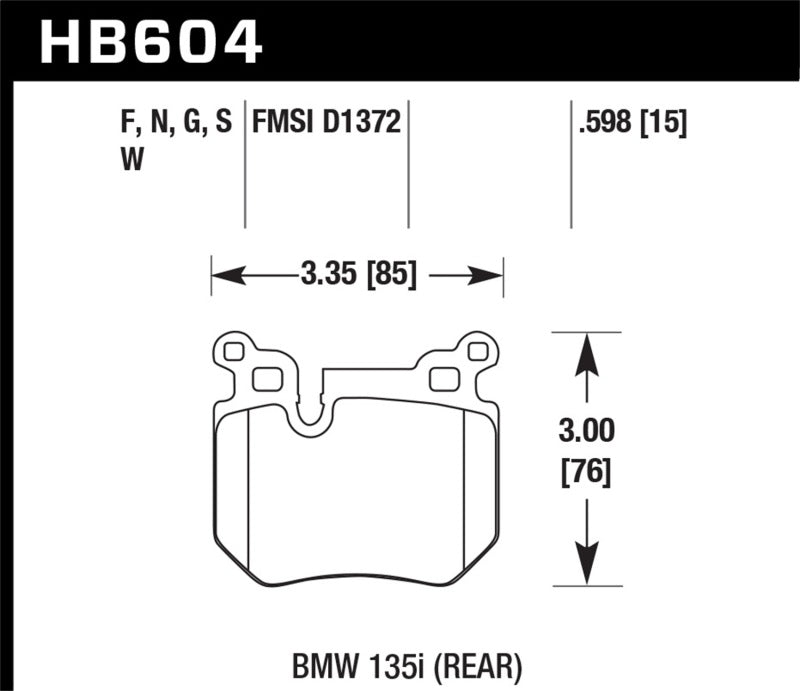 Hawk Performance HB604W.598 DTC-30 Motorsport Brake Pads