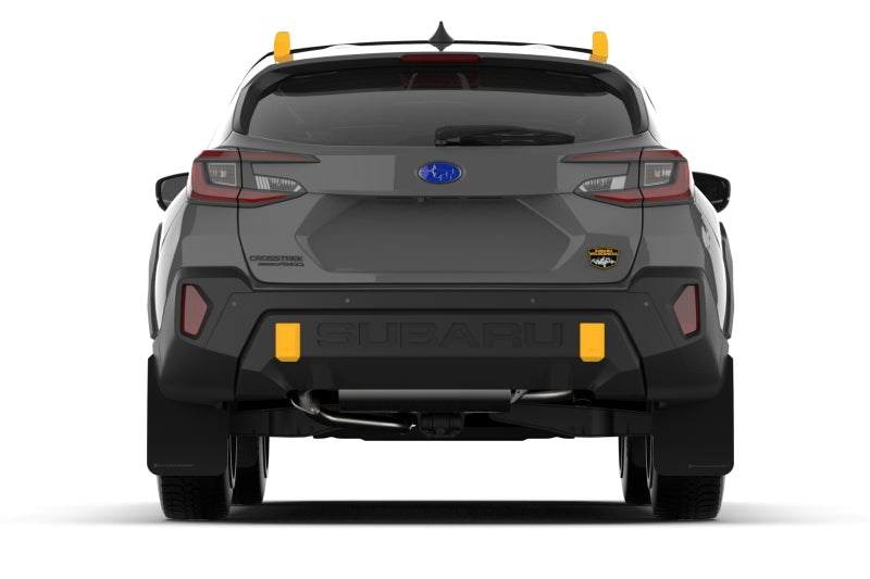 Rally Armor UR Mud Flaps - 2024-2026 Subaru Crosstrek - Black/Orange Logo - #MF116-UR-BLK-WOR