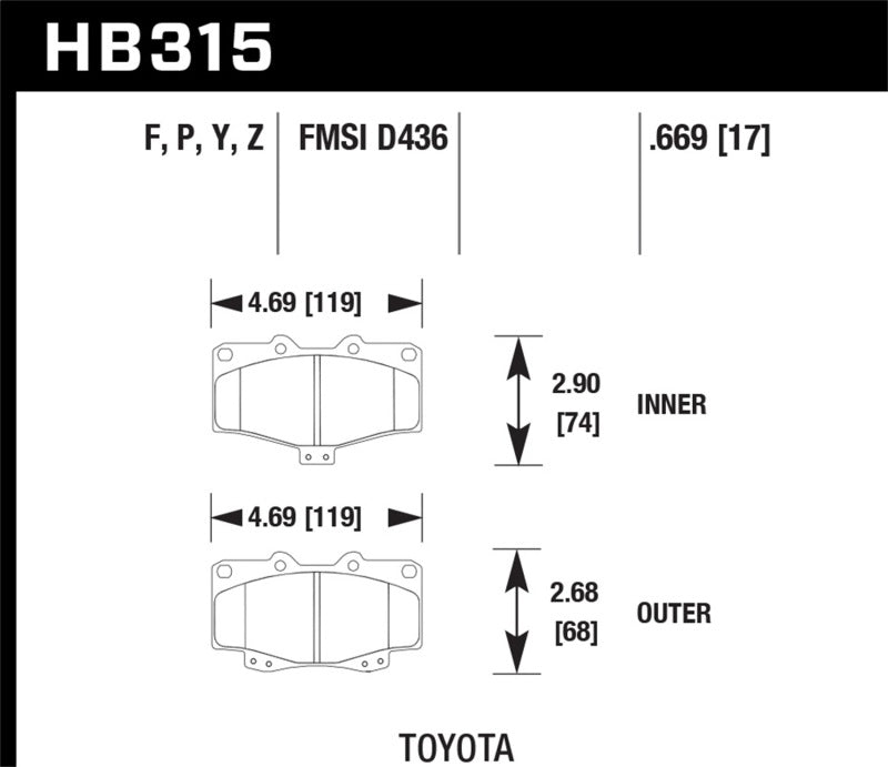 Hawk Performance HB315Y.669 LTS Light Truck and SUV Street Brake Pads