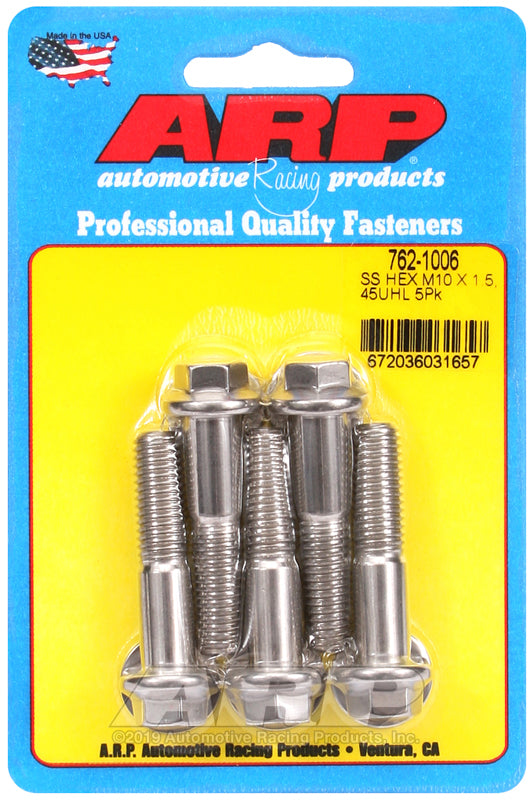 ARP 762-1006 M10 x 1.50 x 45mm Hex SS Bolts (5/pkg)