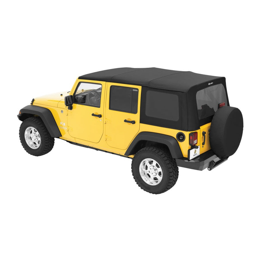 Bestop 2007-2009 Jeep Wrangler JK 4-Door Rep A-Top (Blk Diamond Sailcloth Tinted Windows No Door Skins)