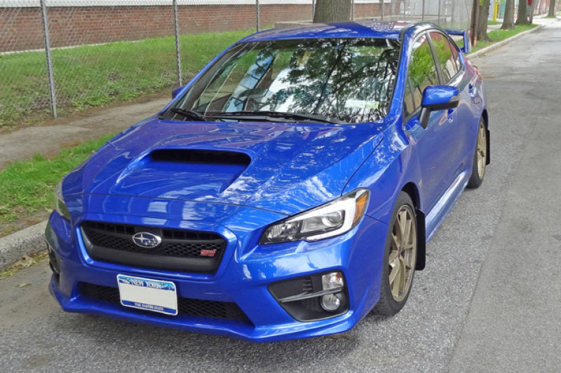 Rally Armor UR Mud Flaps - 2015-2021 Subaru WRX / WRX STI - Black/Blue Logo - #MF32-UR-BLK/LBL