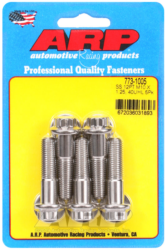 ARP 773-1005 M10 x 1.25 x 40mm 12pt SS Bolts (5/pkg)