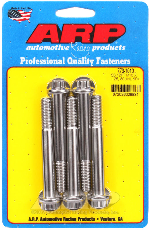 ARP 773-1010 M10 x 1.25 x 80mm 12pt SS Bolts (5/pkg)