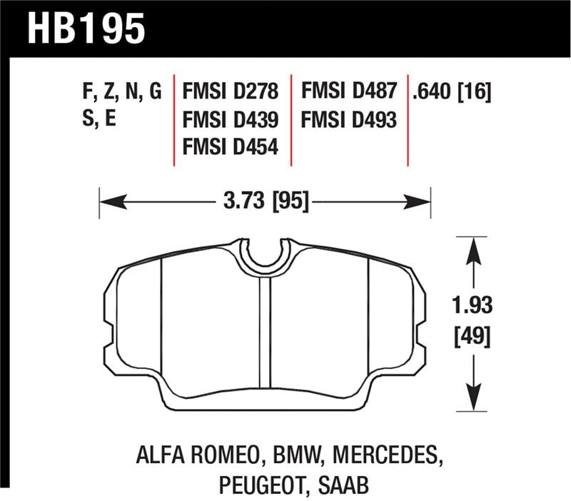 Hawk Performance HB195S.640 HT-10 Motorsport Brake Pads