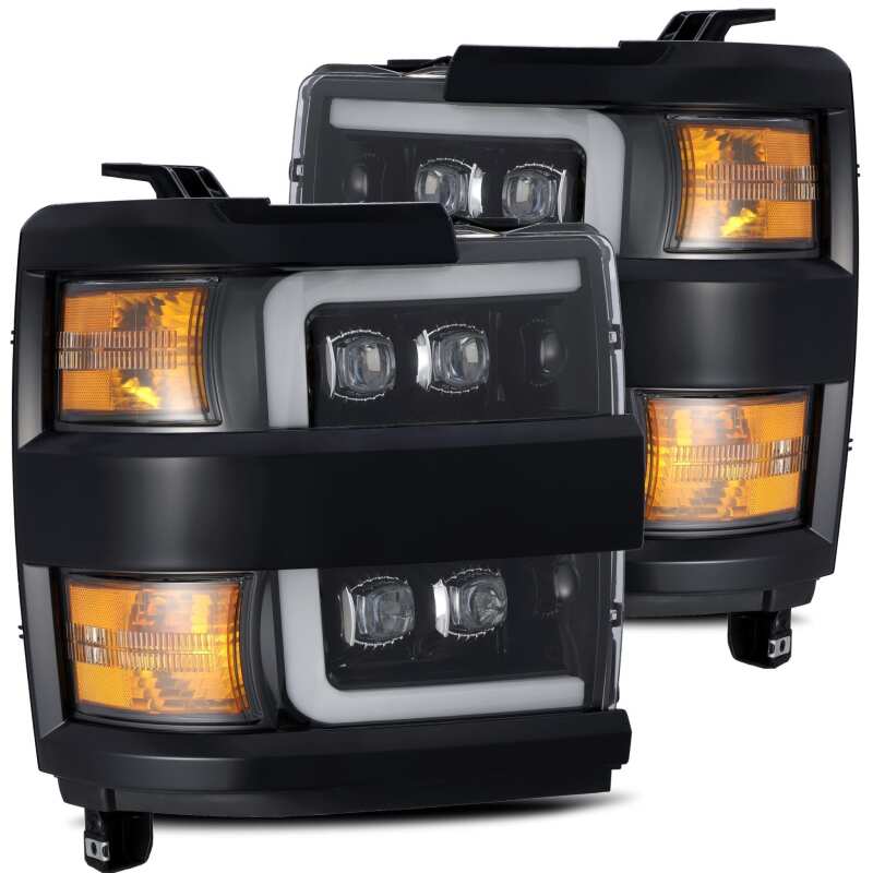 AlphaRex 880229 15-18 Chevrolet 2500 HD NOVA LED Projector Headlight Plank Style Jet Black w/Activation Light/Sequential Signal/DRL