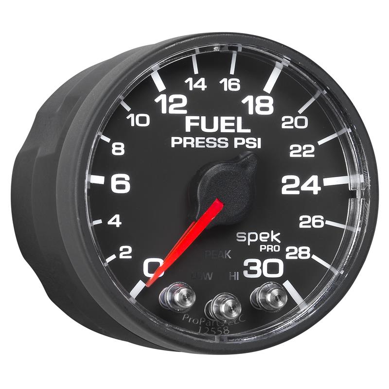 AutoMeter P316328 Spek-Pro 2-1/16in 30 PSI Fuel Pressure Gauge Stepper Black/Black