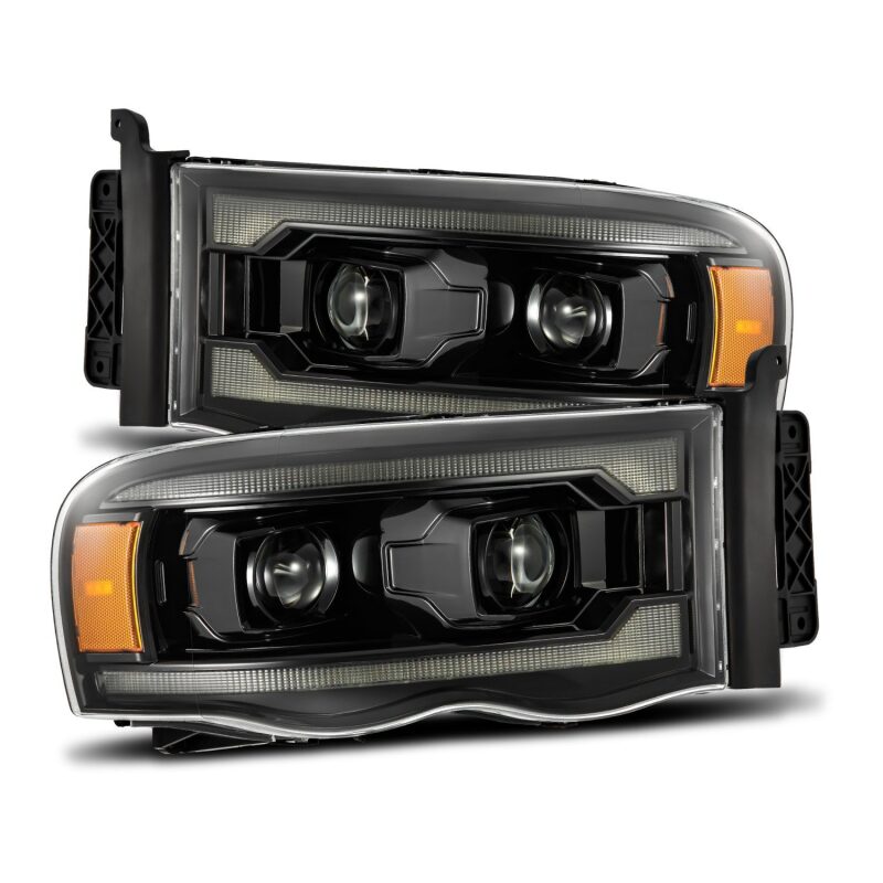 AlphaRex 880569 02-05 Dodge Ram 1500 LUXX LED Projector Headlights Alpha Black w/Activation Light/Sequential Signal
