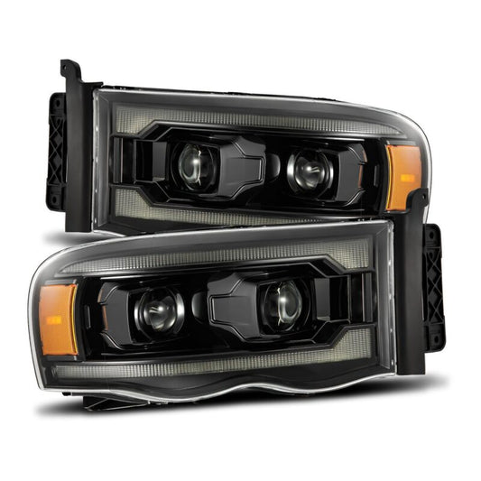 AlphaRex 880569 02-05 Dodge Ram 1500 LUXX LED Projector Headlights Alpha Black w/Activation Light/Sequential Signal