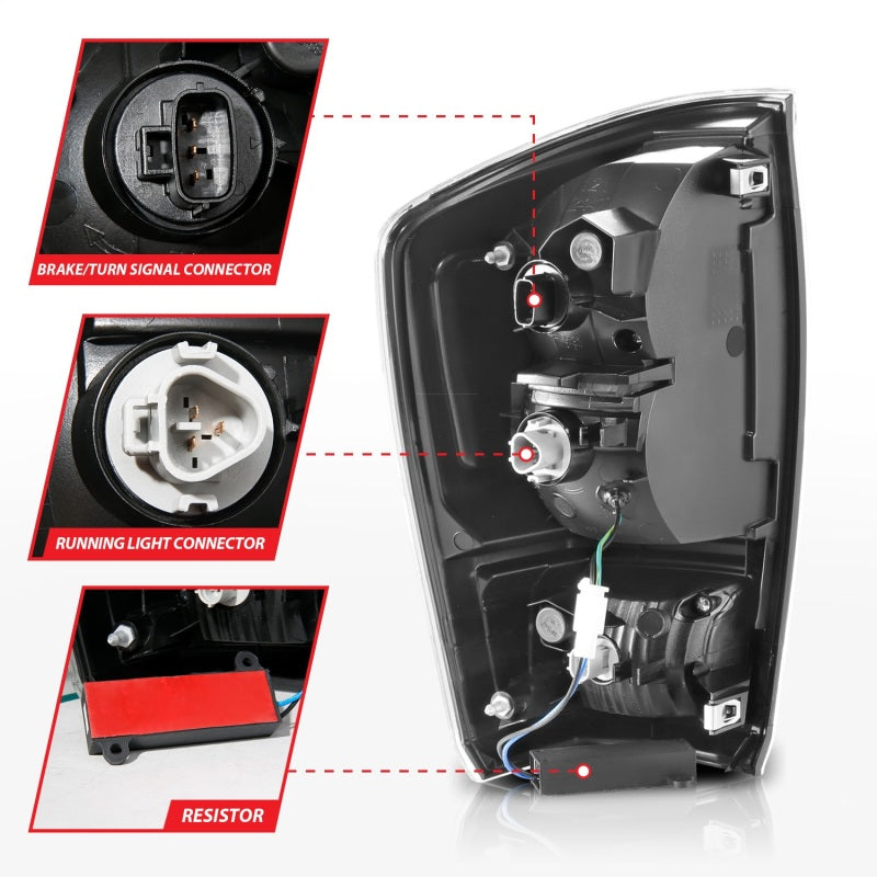 ANZO 16-23 Toyota Tacoma LED Tail Lights - w/ Light Bar Sequential Black Housing & Smoke Lens