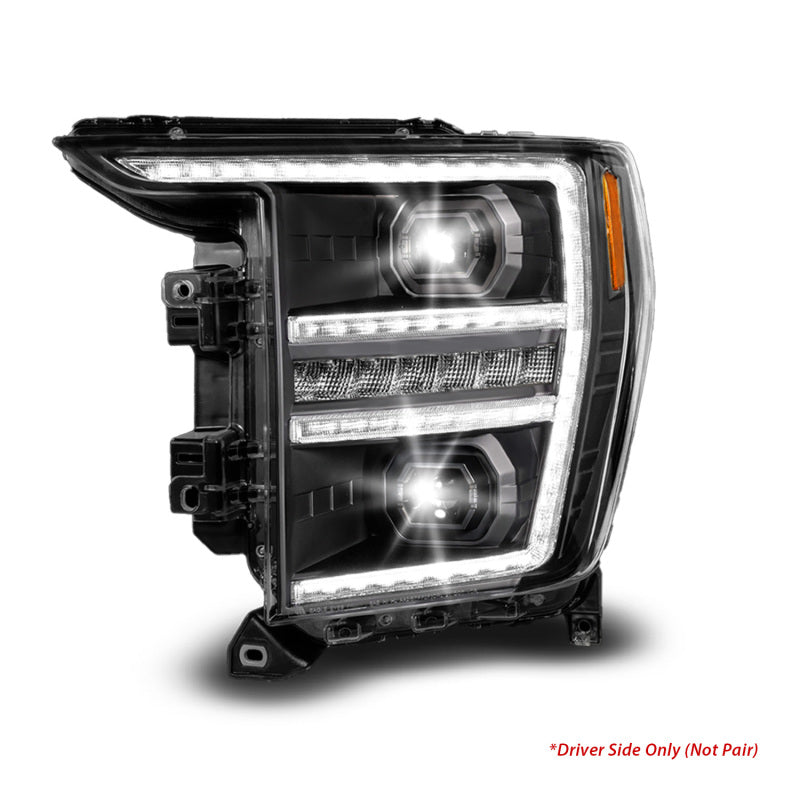 ANZO 2021-2023 Ford F-150 LED Projector Headlights - Black Housing / Clear Lens - Driver Side