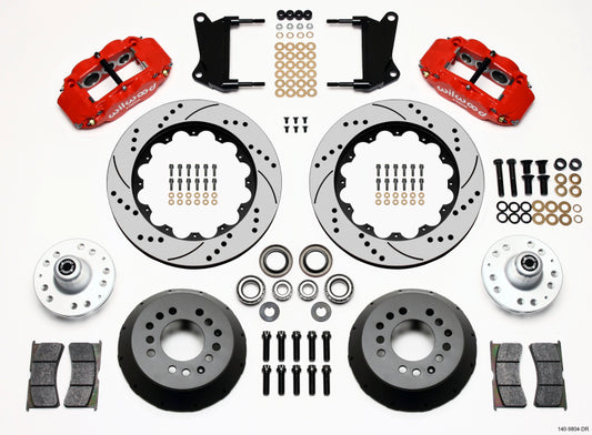 Wilwood Narrow Superlite 6R Front Hub Kit 14.00in Drill Red 67-69 Camaro 64-72 Nova Chevelle - #140-9804-DR