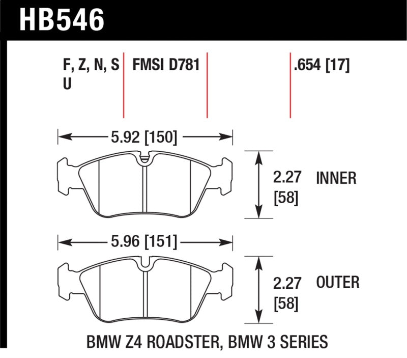 Hawk Performance HB546B.654 HPS 5.0 Street Brake Pads