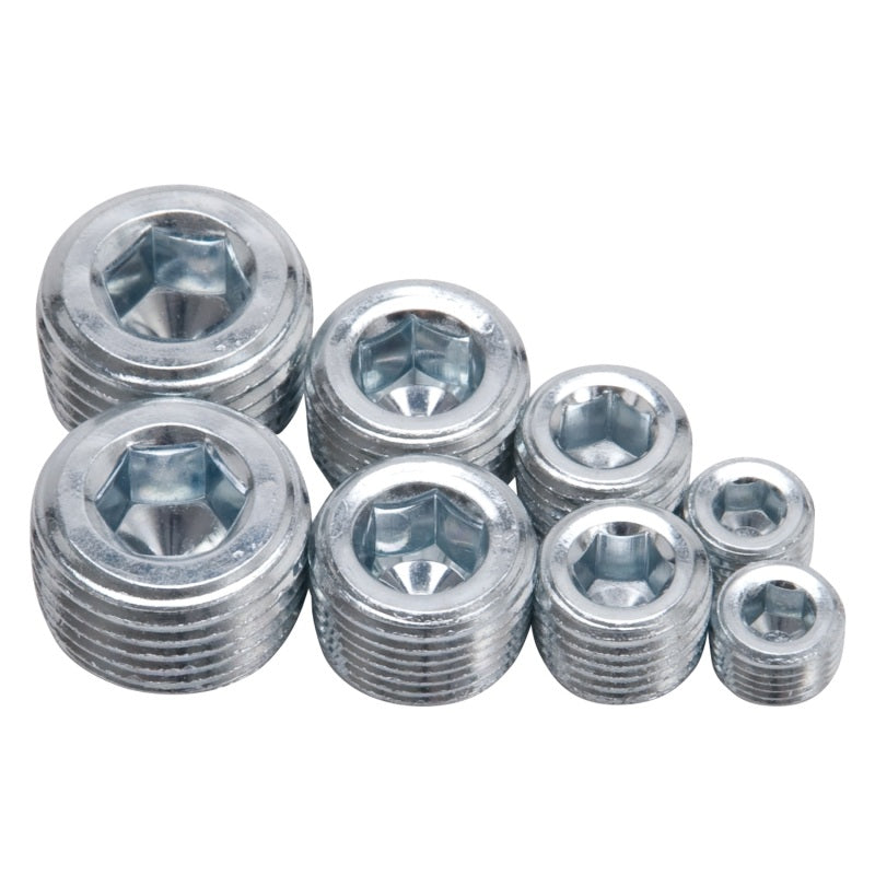 Edelbrock 8052 Fittings Pipe Plug Kit Internal Allen Head 1/8 in 1/4 in 3/8 in 1/2 in NPT Set
