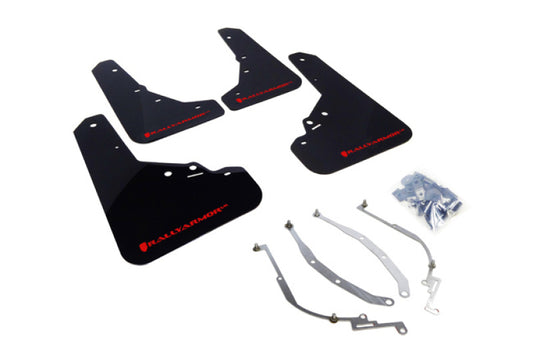 Rally Armor UR Mud Flaps - 2012-2019 Fiat 500 - Black/Red Logo - #MF25-UR-BLK/RD
