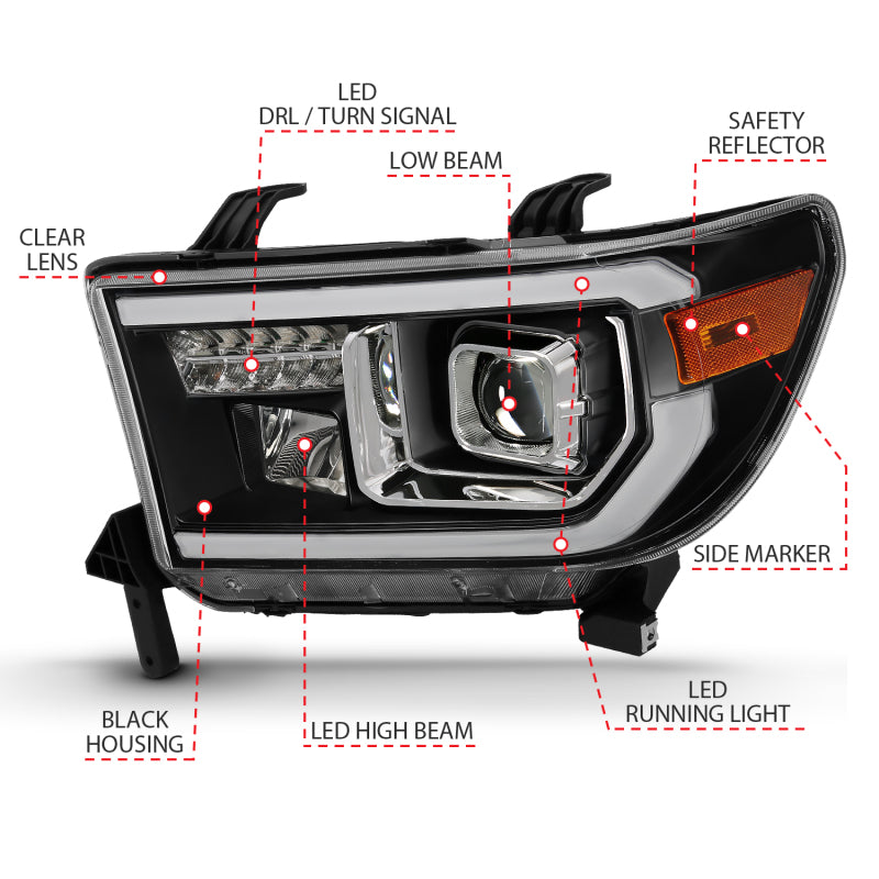 ANZO 2008-2017 Toyota Sequoia LED Projector Headlights