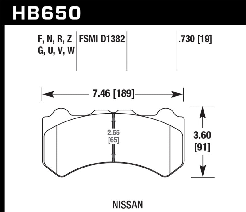 Hawk Performance HB650U.730 DTC-70 Motorsport Brake Pads