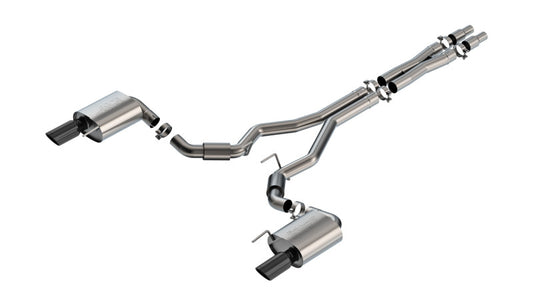 Borla 140960BC 2024 Ford Mustang GT 5.0L V8 w/o Active Exhaust S-Type Cat-Back Exhaust System - Black Chrome - #140960BC