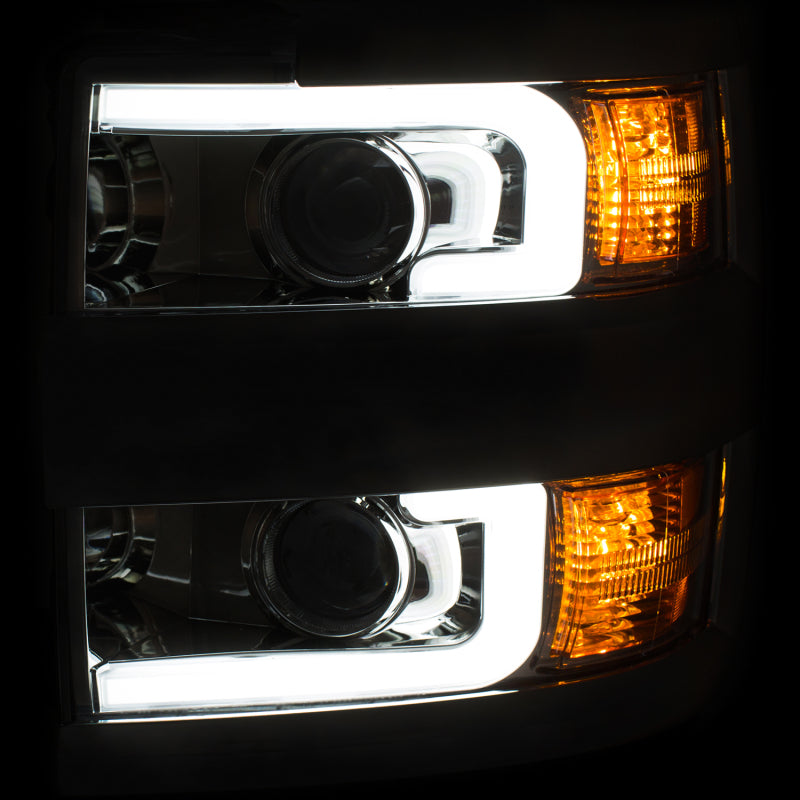 ANZO 2015-2019 Chevrolet Silverado 2500 HD LED Projector Headlights - Switchback Chrome (Chrome Trim) (Halogen Models Only)
