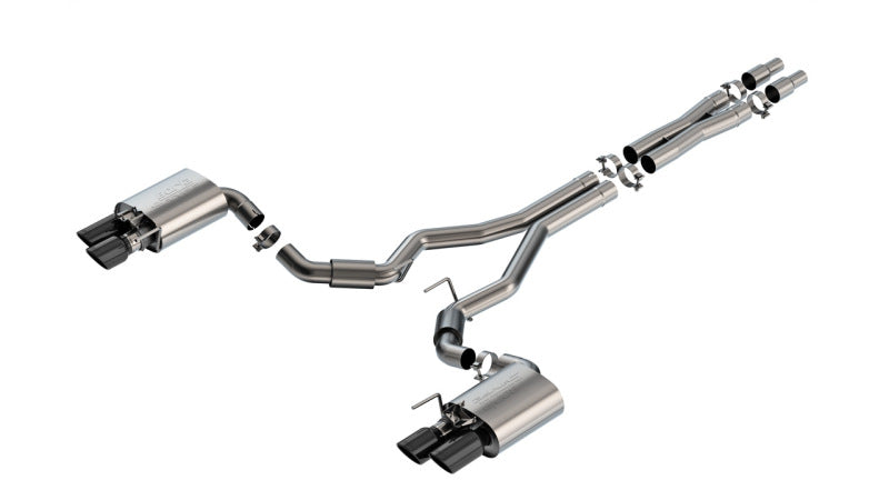 Borla 140962BC 2024 Ford Mustang GT 5.0L V8 w/ Active Exhaust S-Type Cat-Back Exhaust System - Black Chrome - #140962BC