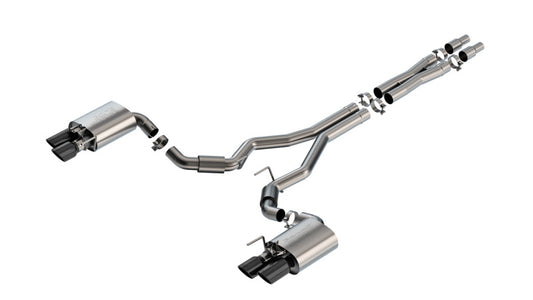 Borla 140962BC 2024 Ford Mustang GT 5.0L V8 w/ Active Exhaust S-Type Cat-Back Exhaust System - Black Chrome - #140962BC