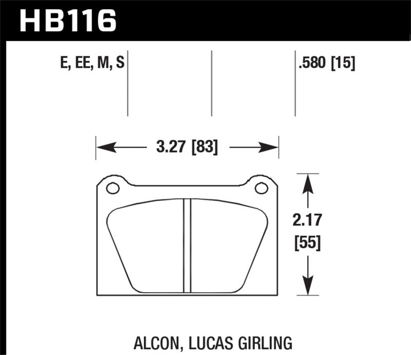Hawk Performance HB116E.580 Blue 9012 Motorsport Brake Pads