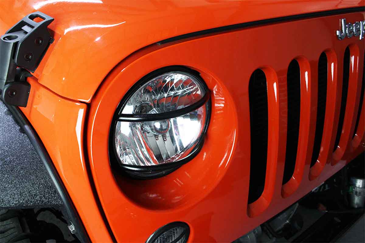 Kentrol 80573 Euro Headlight Guards Pair for 2007-2018 Jeep Wrangler JK - Textured Black