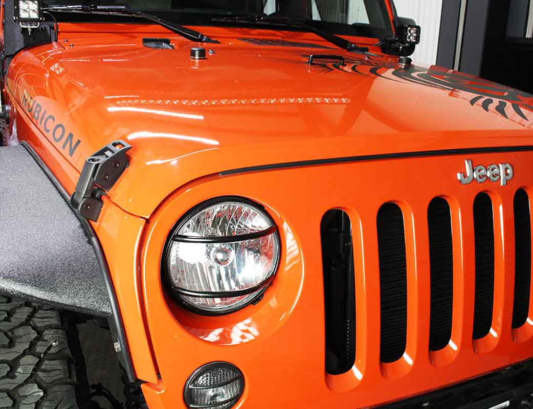 Kentrol 80573 Euro Headlight Guards Pair for 2007-2018 Jeep Wrangler JK - Textured Black
