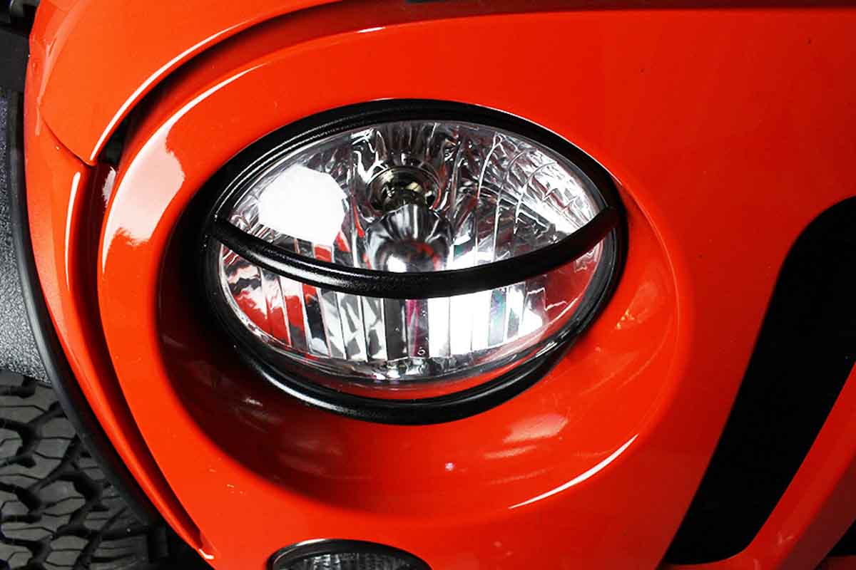 Kentrol 80573 Euro Headlight Guards Pair for 2007-2018 Jeep Wrangler JK - Textured Black