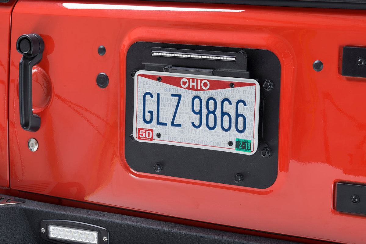 Kentrol 80703 Rear License Plate Mount with LED for 2007-2018 Jeep Wrangler JK - Textured Black
