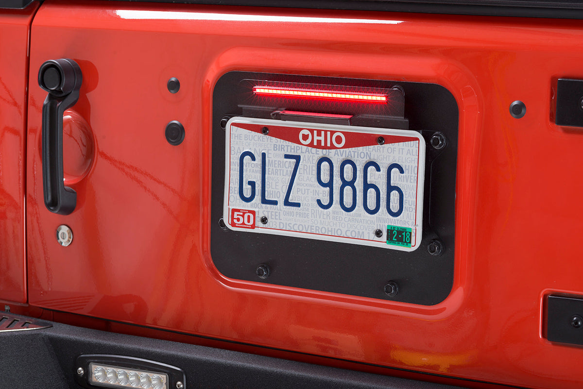 Kentrol 80703 Rear License Plate Mount with LED for 2007-2018 Jeep Wrangler JK - Textured Black