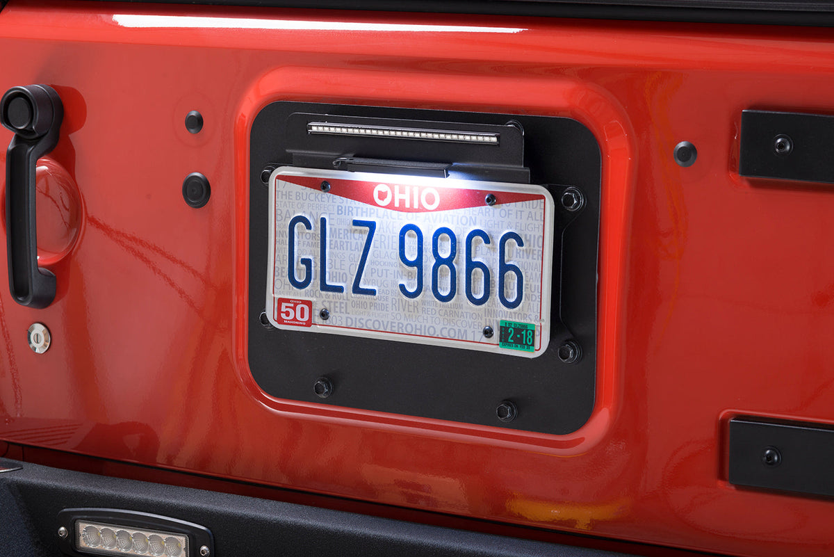 Kentrol 80703 Rear License Plate Mount with LED for 2007-2018 Jeep Wrangler JK - Textured Black