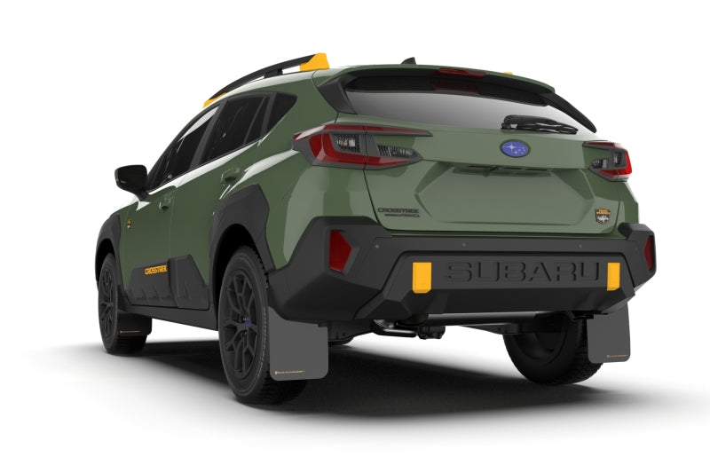 Rally Armor UR Mud Flaps - 2024-2026 Subaru Crosstrek - Black/Orange Logo - #MF116-UR-BLK-WOR