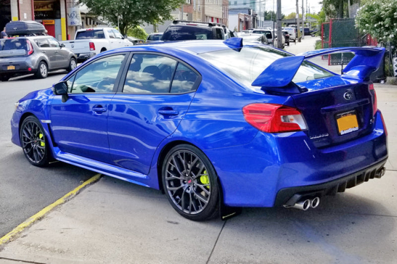 Rally Armor UR Mud Flaps - 2015-2021 Subaru WRX / WRX STI - Black/Green Logo - #MF32-UR-BLK/CGN
