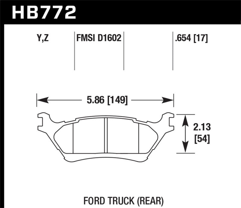 Hawk Performance HB772Y.654 LTS Light Truck and SUV Street Brake Pads