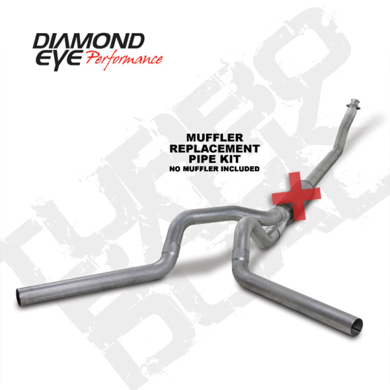 Diamond Eye K4214A-RP 4in Turbo-Back Exhaust Muffler Replacement Pipe - 1994-2002 Dodge Ram 2500/3500 | Aluminized
