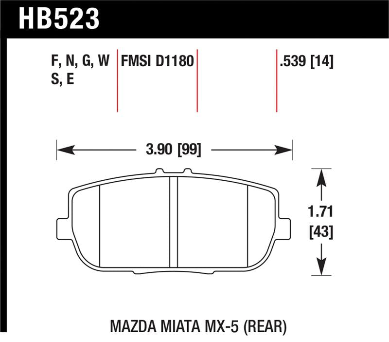 Hawk Performance HB523S.539 HT-10 Motorsport Brake Pads