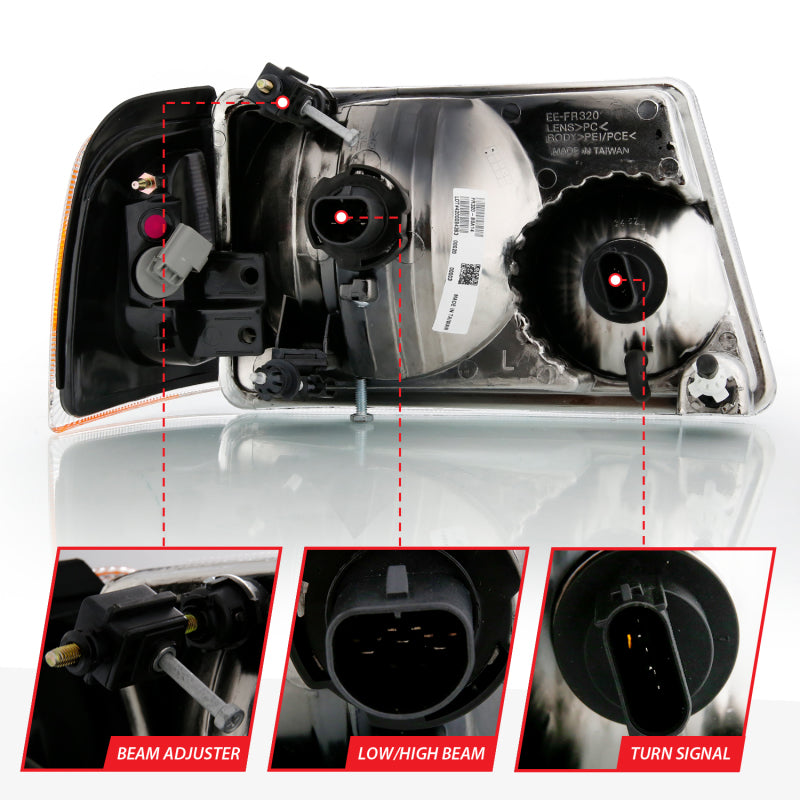 ANZO 2001-2011 Ford Ranger Crystal Headlights