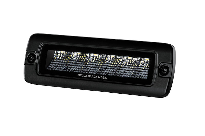 HELLA 358176221 Black Magic 6 LED Flush Mount Mini Light Bar - Flood Beam