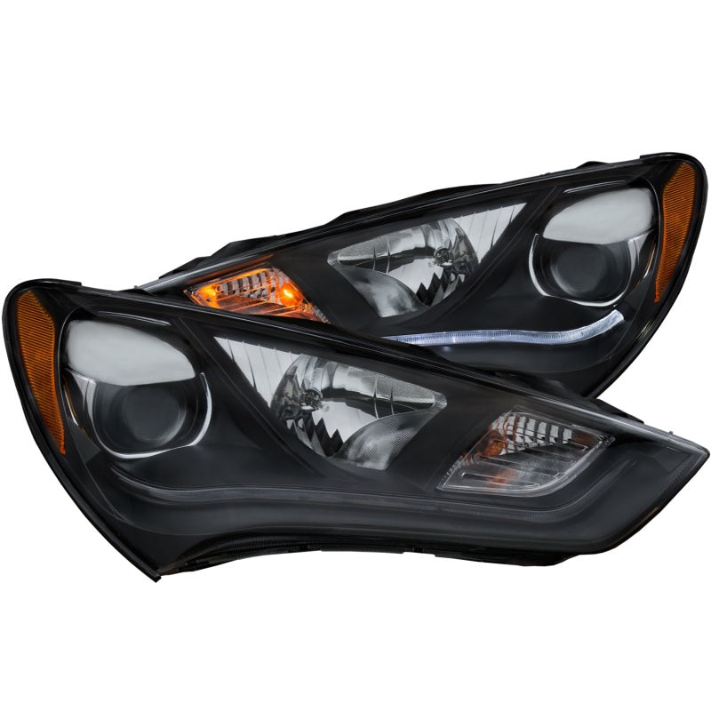ANZO 2013-2016 Hyundai Genesis Projector Headlights w/ Plank Style Design Black (HID Compatible)