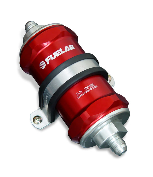 Fuelab 81801-2 818 In-Line Fuel Filter Standard -6AN In/Out 10 Micron Fabric - Red