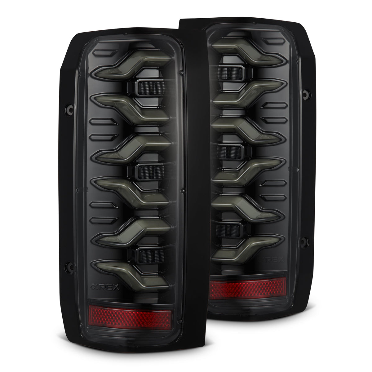 AlphaRex 658006 87-96 Ford Bronco/F-150 Luxx-Series LED Tail Lights - Alpha-Black