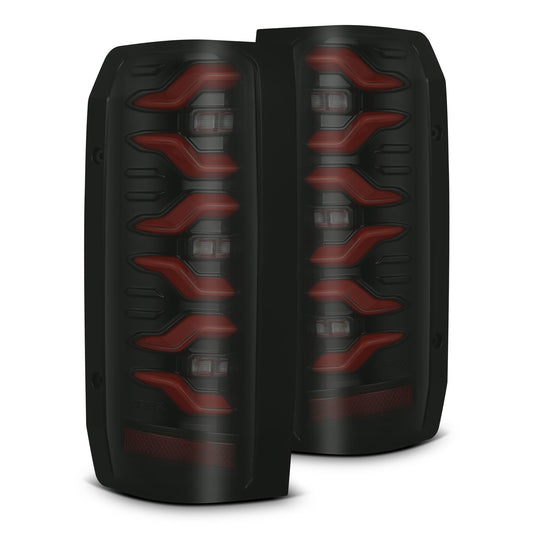 AlphaRex 658007 1987-1996 Ford Bronco/F-150 Luxx-Series LED Tail Lights - Black Red