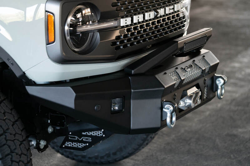 DV8 Offroad 2021+ Ford Bronco Front Bumper Winch Capable w/ Optional Bull Bar/Aux Light Opening - #FBBR-01