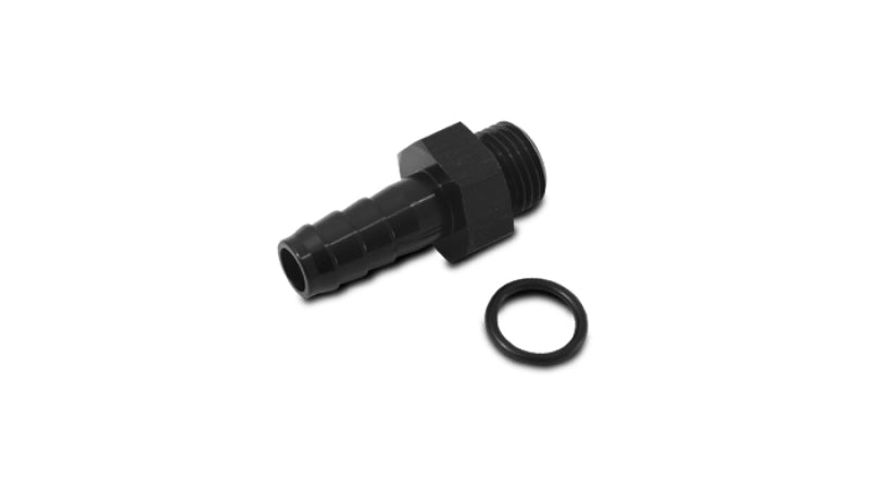 Vibrant Aluminum Male -6AN ORB to 3/8in Barb w/O-Ring - Anodized Black