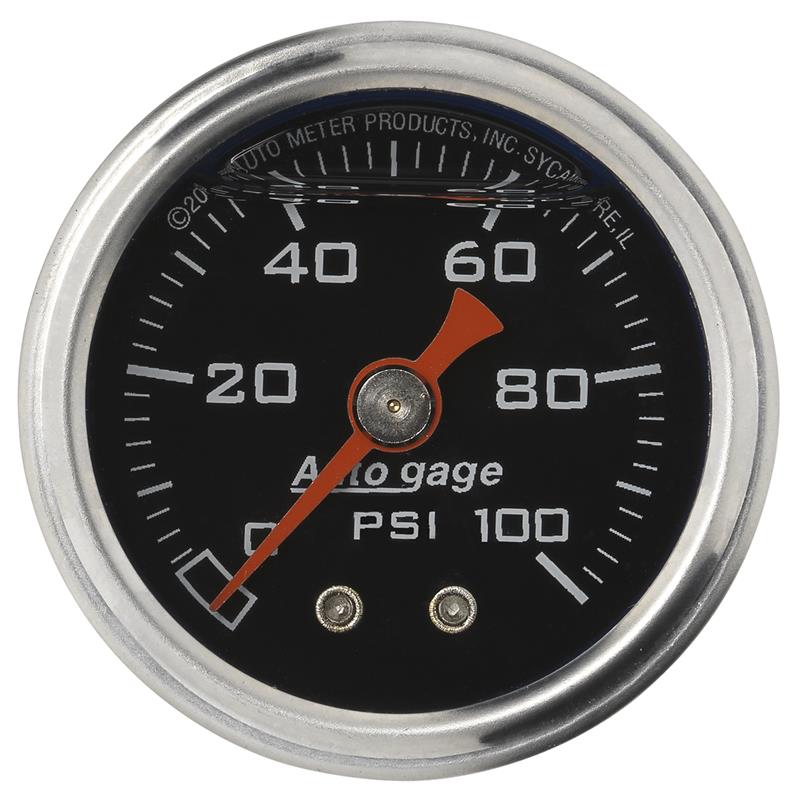 AutoMeter 2174 AutoGage 1.5in Liquid Filled Mechanical 0-100 PSI Fuel Pressure Gauge